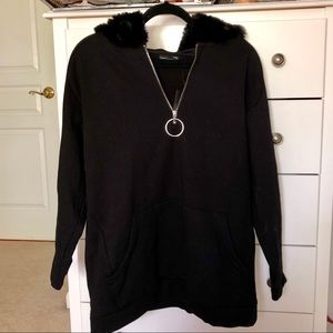 Zara Half Zip Fur Hood